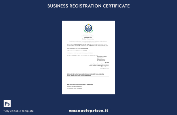 certificato di registrazione stile Cabo Verde verificato Modello Word e PDF